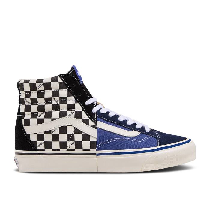 ヴァンズ Vans 【 Premium Clash The Wall \u0027Checkerboard - Black Blue\u0027 Men Black/White/Blue 】 Premium 割り増し金 黒いこと 黒いこと メンズ 黒いこと 黒いこと 白いこと 白いこと 青味 青み
