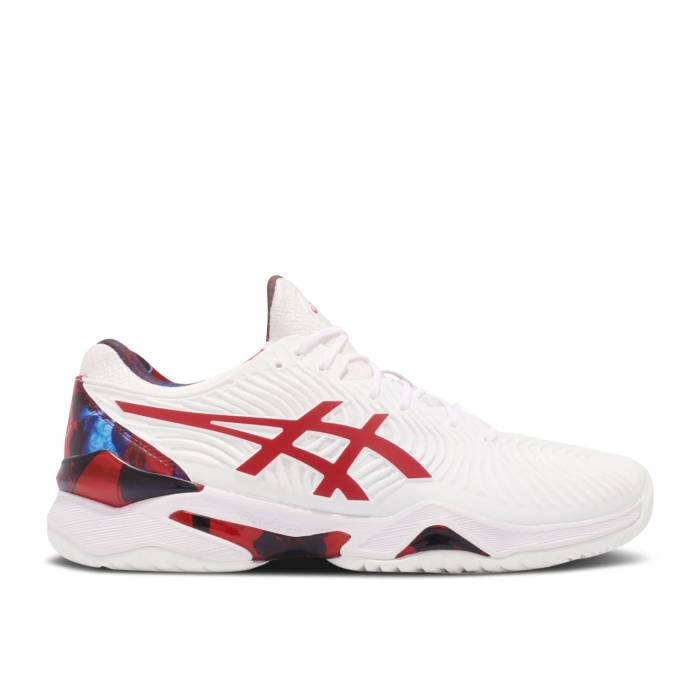 アシックス Asics 【 Court Ff Novak Le \u0027White Classic Red\u0027 Men White/Classic Red 】 厚地の外套 古典派音楽 メンズ 白いこと 白いこと 古典派音楽 Red 赤・赤いこと