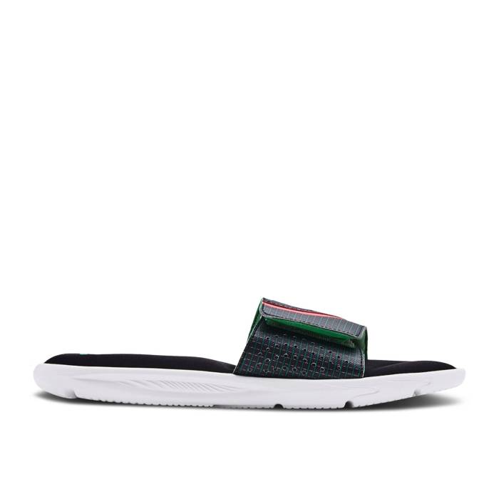 アンダーアーマー Under Armour 【 Ignite 6 Graphic Strap Slide \u0027Black Cerise\u0027 Men Black/Cerise 】 イグナイト グラフィック 同盟罷工一回り Slide サンダル メンズ 黒いこと 黒いこと