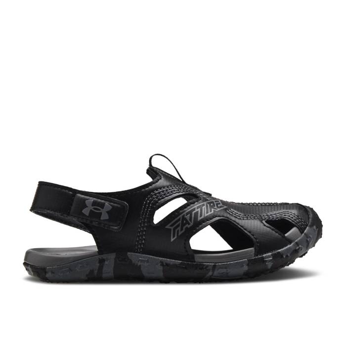 アンダーアーマー Under Armour 【 Fat Tire Defender Sandal Ps \u0027Black Camo\u0027 Youth Black/Pitch Grey 】 ディフェンダー お坊っちゃん キッズ 黒いこと 黒いこと 薄墨色 薄墨色