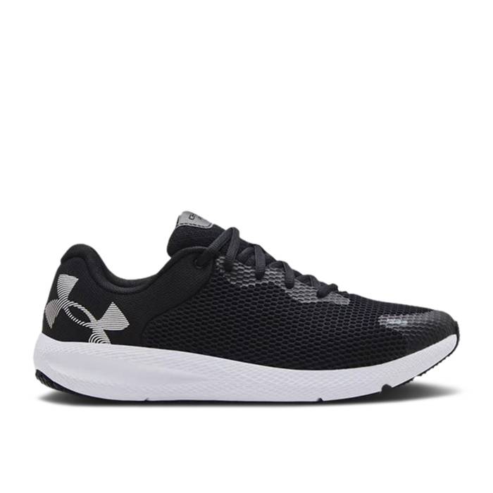 アンダーアーマー Under Armour 【 Charged Pursuit 2 \u0027Big Logo - Black White\u0027 Men Black/White 】 ロゴタイプ 黒いこと 黒いこと メンズ 黒いこと 黒いこと 白いこと 白いこと 靴-スニーカー