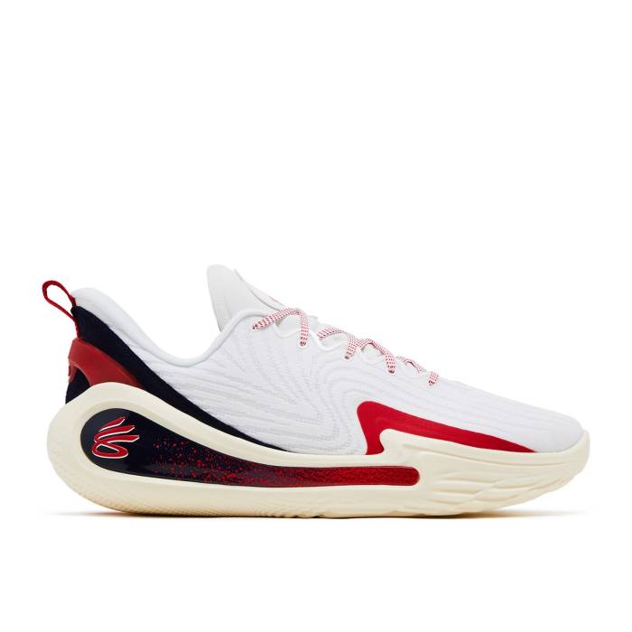 Curry Brand 【 Curry Flow 12 \u0027Podium Pack - Home\u0027 Men White/Midnight Navy/Red 】 カリー 流通受け答え メンズ 白いこと 白いこと 紺色 米国海軍 Red 赤・赤いこと
