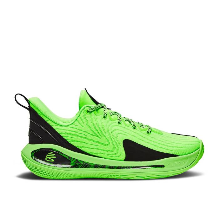 Curry Brand 【 Curry Flow 12 ガウス \u0027Extraterrestrial\u0027 Youth Black/Hyper Green 】 カリー 流れ受け答え 御坊っちゃん キッズ 黒いこと 黒いこと green 緑・緑であること