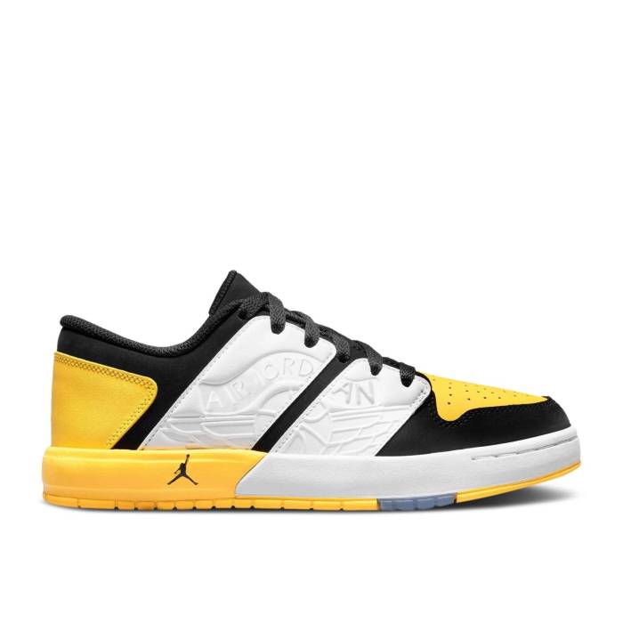 ナイキ エアジョーダン Air Jordan 【 Jordan Nu Retro 1 Low ガウス \u0027Tour Yellow\u0027 Youth Black/Tour Yellow/White 】 レトロ 御坊っちゃん キッズ 黒いこと 黒いこと yellow 黄味がかった・黄色 白いこと 白いこと