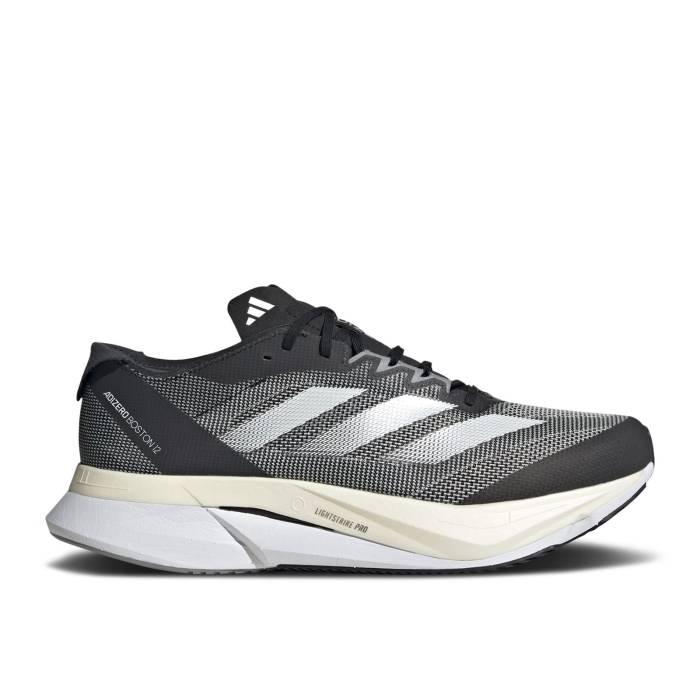 アディダス Adidas 【 Adizero Boston 12 Wide \u0027Black Carbon\u0027 Men Core Black/Cloud White/Carbon 】 アディゼロ 豆の町 メンズ 中核グループ 黒いこと 黒いこと 白いこと 白いこと 炭素