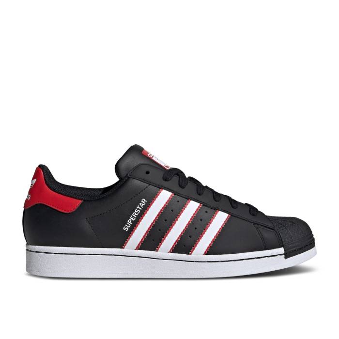 アディダス Adidas 【 Superstar Black White Scarlet Men Core Black/Cloud White/Better Scarlet S23 】 Superstar スーパースター 白色 ホワイト メンズ コア 黒色 ブラック 白色 ホワイト