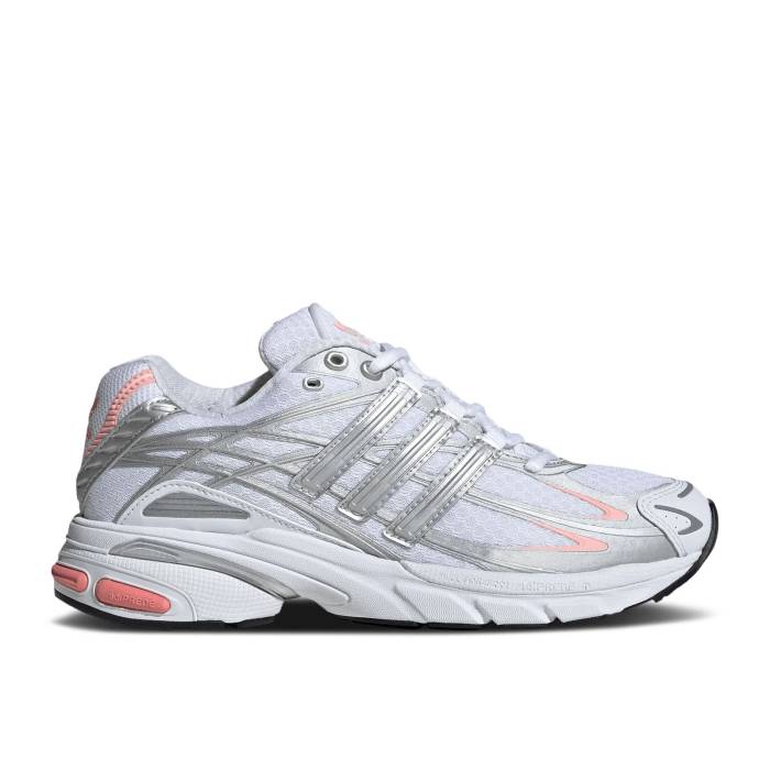 アディダス Adidas 【 Wmns Adistar Cushion \u0027White Silver Metallic Semi Pink Spark\u0027 Women Cloud White/Silver Metallic/Semi Pink Spark 】 Silver しろがね色・しろがね色 pink サクラ色 レディース 白いこと 白いこと Silver しろがね色・しろがね色 pink