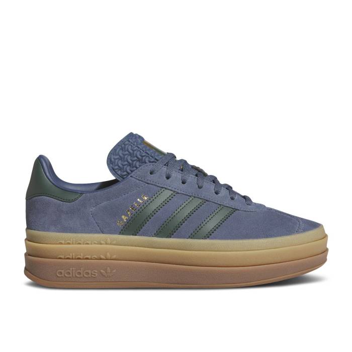 アディダス Adidas 【 Wmns Gazelle Bold \u0027Preloved Ink Mineral Green\u0027 Women Preloved Ink/Mineral Green/Gold Metallic 】 ガゼル レディース green 緑・緑であること ゴールド