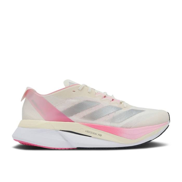 アディダス Adidas 【 Adizero Boston 12 \u0027Chalk White Clear Pink\u0027 Men Chalk White/Silver Metallic/Clear Pink 】 アディゼロ 豆の町 白いこと 白いこと メンズ 白いこと 白いこと Silver しろがね色・しろがね色 pink サクラ色