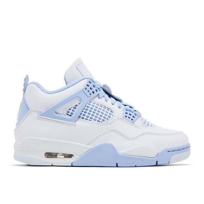 ナイキ エアジョーダン Air Jordan 【 Wmns Jordan 4 Retro \u0027Forget Me Not\u0027 Women White/Aluminum/Blue Tint/Oil Green 】 レトロ レディース 白いこと 白いこと 青み 青色 green 緑・緑であること