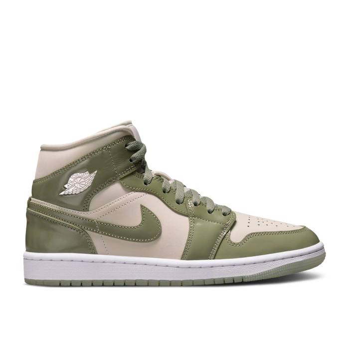 ナイキ エアジョーダン Air Jordan 【 Wmns Jordan 1 Mid Se \u0027Sea Glass\u0027 Women Sea Glass/Oil Green/Metallic Silver 】 ミッド レディース green 緑・緑であること Silver しろがね色・しろがね色