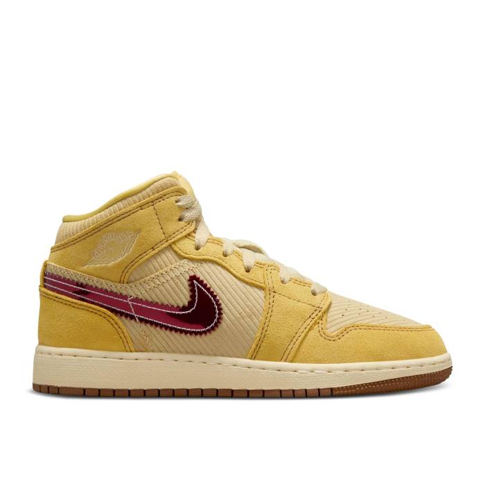 ナイキ エアジョーダン Air Jordan 【 Jordan 1 Mid Se ガウス \u0027French Fries\u0027 Youth Saturn Gold/Team Gold/Muslin/University Red 】 ミッド お坊っちゃん キッズ ゴールド Team 野球クラブ Red 赤・赤いこと