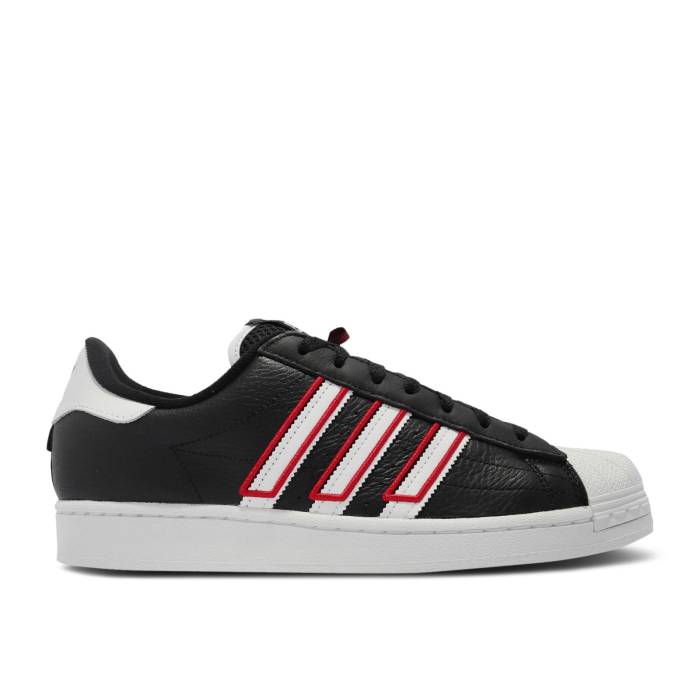 アディダス Adidas 【 Superstar Black White Vivid Red Men Core Black/Cloud White/Vivid Red 】 Superstar スーパースター 白色 ホワイト メンズ コア 黒色 ブラック 白色 ホワイト Red 赤・レッド