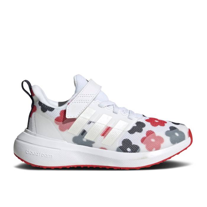 アディダス Adidas 【 Fortarun 2.0 Cloudfoam Sport El Little Kid \u0027Floral\u0027 Youth Cloud White/Zero Metallic/Better Scarlet 】 お坊っちゃん キッズ 白いこと 白いこと 皆無