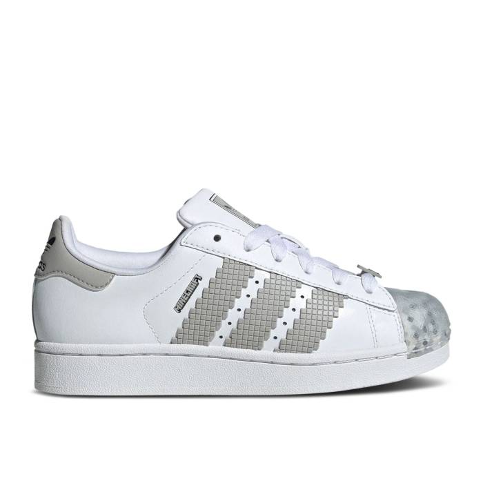 アディダス Adidas 【 Minecraft X Superstar J \u0027Skeleton\u0027 Youth Cloud White/Grey Two/Core Black 】 Superstar はやりっ子 お坊っちゃん キッズ 白いこと 白いこと 薄墨色 薄墨色 中核グループ 黒いこと 黒いこと