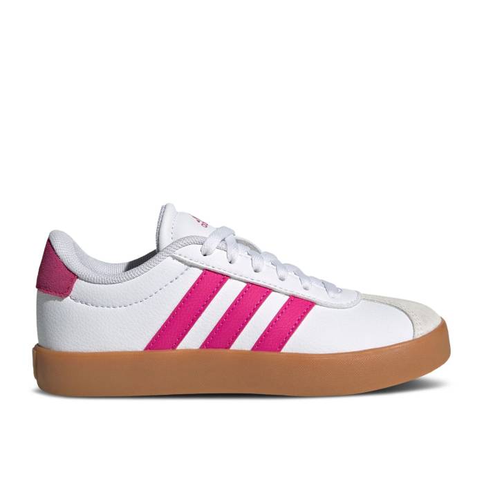 アディダス Adidas 【 Vl Court 3.0 K \u0027White Shock Pink\u0027 Youth Cloud White/Shock Pink/Crystal White 】 厚地の外套 ぼうぜん自失 お坊っちゃん キッズ 白いこと 白いこと ぼうぜん自失 pink さくら色