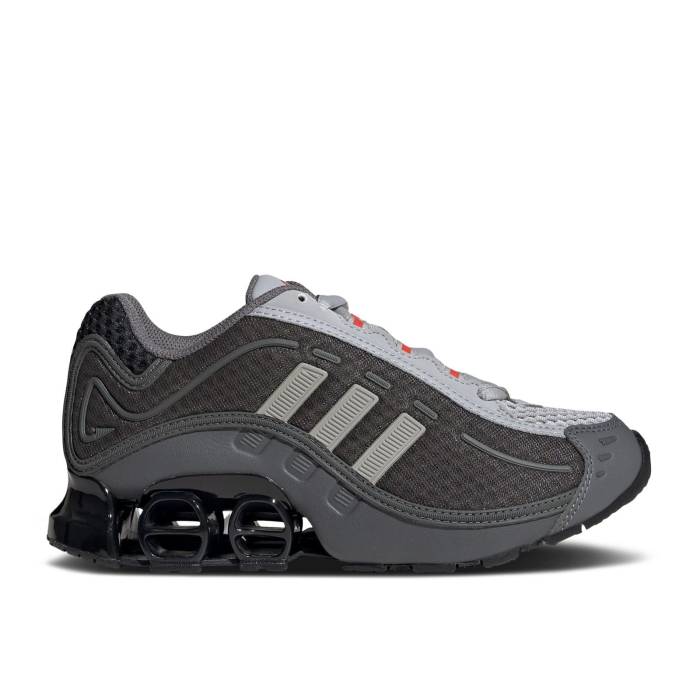 アディダス Adidas 【 Megaride O1 J \u0027Grey Bright Red\u0027 Youth Grey Two/Grey Four/Bright Red 】 お坊っちゃん キッズ 薄墨色 薄墨色 Red 赤・赤いこと