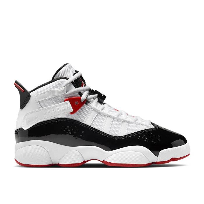 ナイキ エアジョーダン Air Jordan 【 Jordan 6 Rings ガウス \u0027White/Varsity Red/Black\u0027 Youth White/Varsity Red/Black 】 輪っか お坊っちゃん キッズ 白いこと 白いこと Red 赤・赤いこと 黒いこと 黒いこと