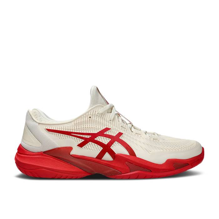 アシックス Asics 【 Court Ff 3 Novak \u0027Cream Classic Red\u0027 Men Cream/Classic Red 】 厚地の外套 古典派音楽 メンズ 皮膚軟化剤 古典派音楽 Red 赤・赤いこと