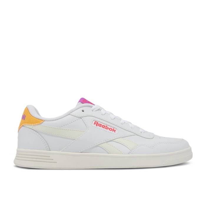 リーボック Reebok 【 Wmns Court Advance \u0027White Purple Yellow\u0027 Women White 】 厚地の外套 Purple 紫・パープル レディース 白いこと 白いこと