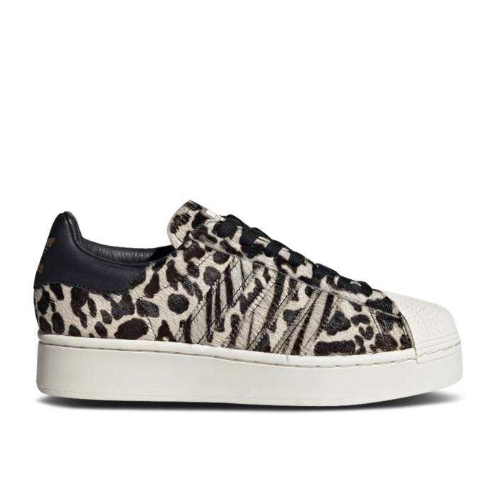 アディダス Adidas 【 Wmns Superstar Bold 'Fuzzy Animal Print' Women Core Black/Off White/Gold Metallic 】 Superstar スーパースター レディース コア 黒色 ブラック 白色 ホワイト ゴールド