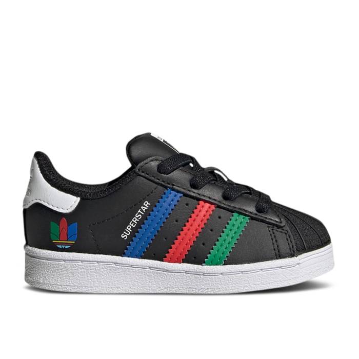 アディダス Adidas 【 Superstar Infant Colorful Stripes - Core Black Infant Core Black/Green/Cloud White 】 Superstar スーパースター コア ベビー コア 黒色 ブラック green 緑・グリーン 白色 ホワイト