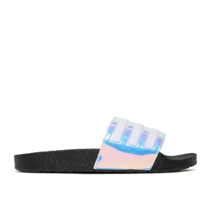 アディダス Adidas 【 Adilette Boost Slides Iridescent Men Iridescent/Cloud White/Core Black 】 アディレッタ ブースト メンズ 白色 ホワイト コア 黒色 ブラック