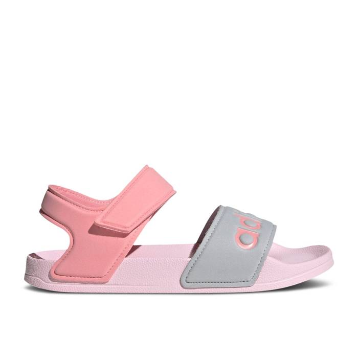 アディダス Adidas 【 Adilette Sandals J \u0027Clear Pink\u0027 Youth Clear Pink/Super Pop/Silver Metallic 】 アディレッタ サンダル お坊っちゃん キッズ pink さくら色 Silver しろがね色・しろがね色