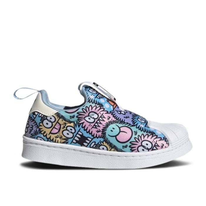 アディダス Adidas 【 Kevin Lyons X Superstar 360 Little Kid \u0027Monster\u0027 Youth Clear Sky/Clear Sky/Cloud White 】 船室 Superstar はやりっ子 御坊っちゃん キッズ 天の原 白いこと 白いこと