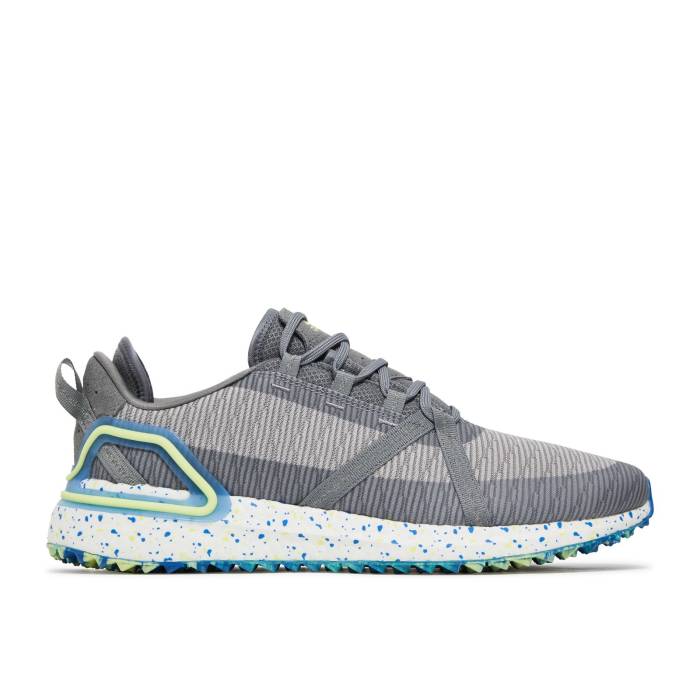 アディダス Adidas 【 Solarthon Primegreen Spikeless Golf \u0027Grey\u0027 Men Grey Three/Pulse Yellow/Grey Two 】 golf ゴルフ メンズ 薄墨色 薄墨色 yellow 黄味がかった・黄色