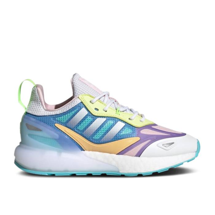 アディダス Adidas 【 Zx 2K Boost 2.0 J \u0027White Light Purple\u0027 Youth Cloud White/Cloud White/Light Purple 】 ブースト 御坊っちゃん キッズ 白いこと 白いこと Purple 紫・パープル