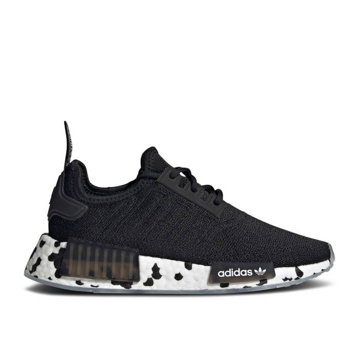 アディダス Adidas 【 Nmd_R1 J \u0027Color Splash - Black\u0027 Youth Core Black/Cloud White/Cloud White 】 御坊っちゃん キッズ 中核グループ 黒いこと 黒いこと 白いこと 白いこと スニーカー-キッズ・ベビー・マタニティ