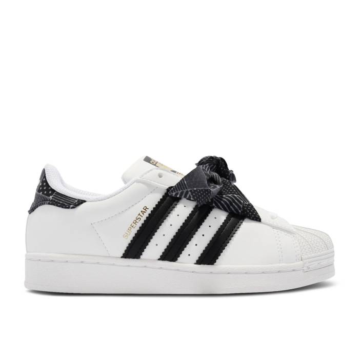 アディダス Adidas 【 Superstar Little Kid 'Polka-Dot Scarf' Youth Cloud White/Core Black/Gold Metallic 】 Superstar スーパースター ジュニア キッズ 白色 ホワイト コア 黒色 ブラック ゴールド|スニケス