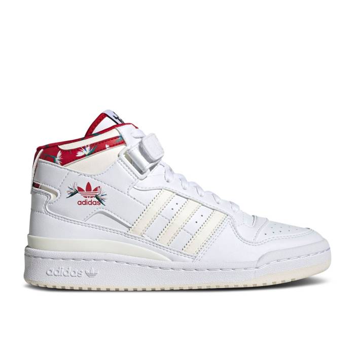アディダス Adidas 【 Thebe Magugu X Wmns Forum Mid \u0027Birds Of Paradise\u0027 Women Cloud White/Off White/Power Red 】 討論会 ミッド レディース 白いこと 白いこと Power 力強さ Red 赤・赤いこと