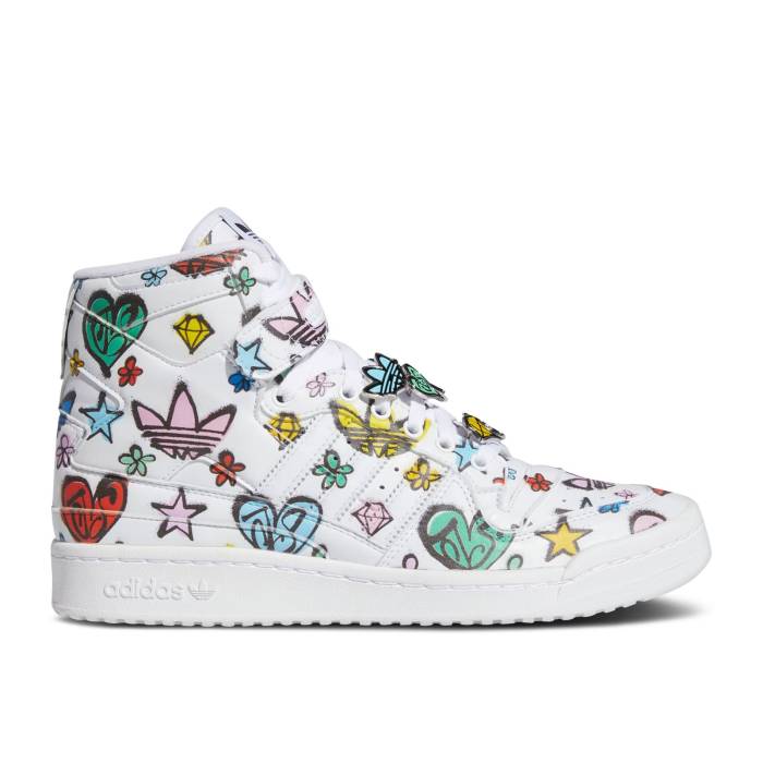 アディダス Adidas 【 Jeremy Scott X Forum 84 High \u0027Monogram\u0027 Men Cloud White/Cloud White/Core Black 】 ジェレミー 討論会 御機嫌 メンズ 白いこと 白いこと 中核グループ 黒いこと 黒いこと