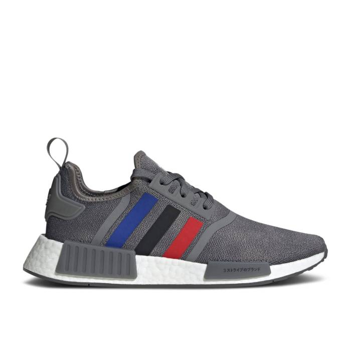 アディダス Adidas 【 Nmd_R1 \u0027Grey Scarlet Blue\u0027 Men Grey Four/Better Scarlet/Core Black 】 メンズ 薄墨色 薄墨色 中核グループ 黒いこと 黒いこと スニーカー-メンズ靴