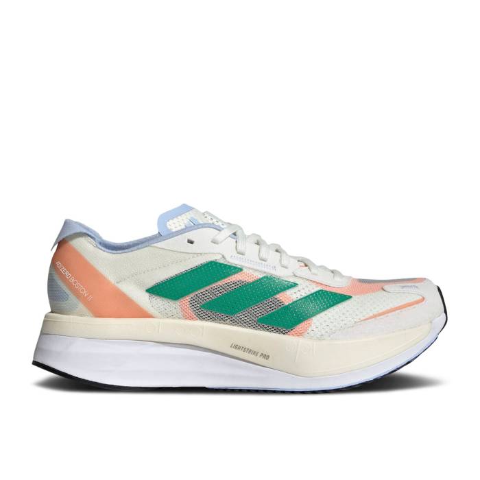 アディダス Adidas 【 Wmns Adizero Boston 11 White Tint Court Green Women White Tint/Court Green/Coral Fusion 】 アディゼロ ボストン コート レディース 白色 ホワイト コート green 緑・グリーン Fusion フュージョ