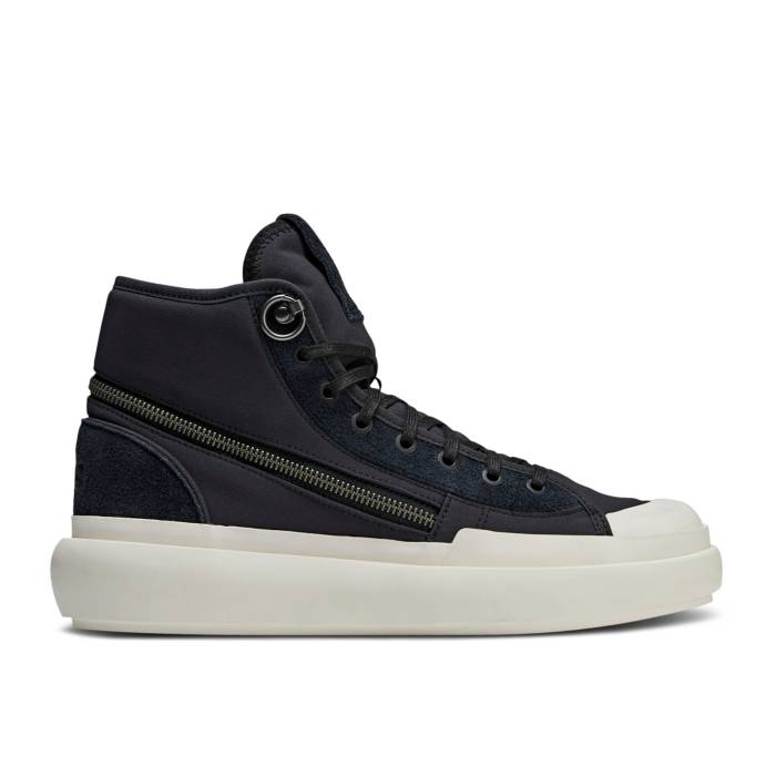 アディダス Adidas 【 Y-3 Ajatu Court High \u0027Black Off White\u0027 Men Black/Black/Off White 】 厚地の外套 御機嫌 メンズ 黒いこと 黒いこと 白いこと 白いこと