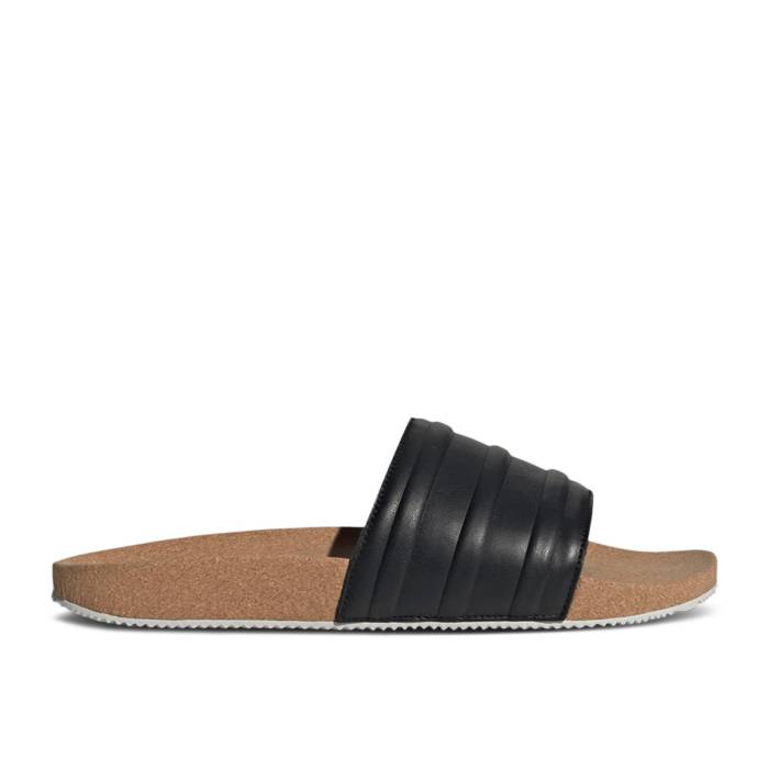 アディダス Adidas 【 Adilette Premium Slides 'Cork Pack - Black' Men Core Black/Core Black/Light Solid Grey 】 アディレッタ Premium プレミアム メンズ コア 黒色 ブラック ソリッド 灰色 グレー
