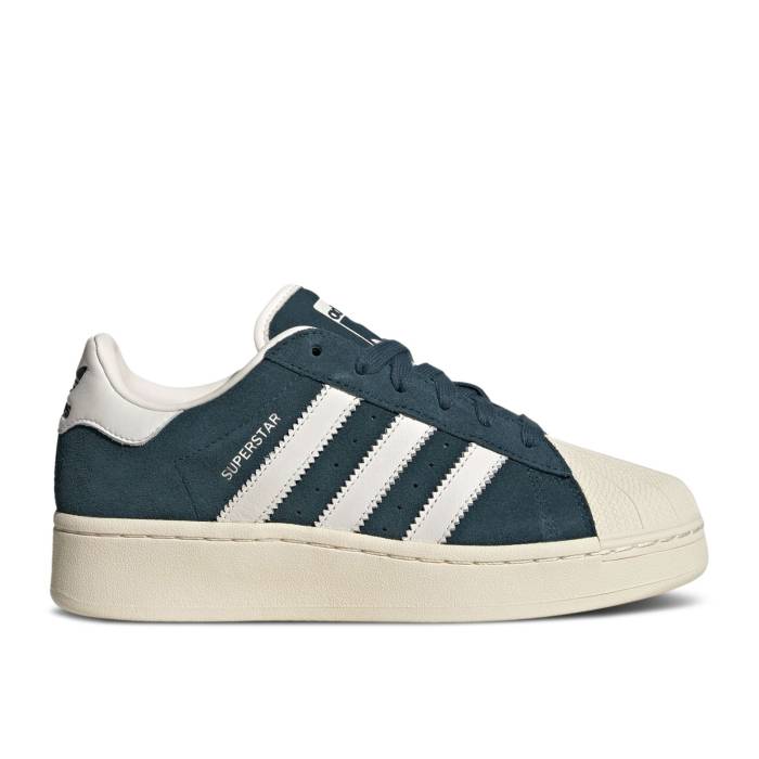 アディダス Adidas 【 Wmns Superstar Xlg \u0027Arctic Night Cream White\u0027 Women Arctic Night/Cream White/Cloud White 】 Superstar はやりっ児 ナイト爵 皮膚軟化剤 レディース ナイト爵 皮膚軟化剤 白いこと 白いこと