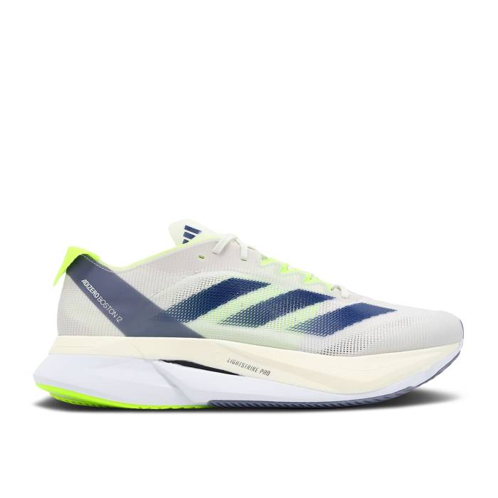 アディダス Adidas 【 Adizero Boston 12 'White Royal Lucid Lemon' Men Crystal White/Royal Blue/Lucid Lemon 】 アディゼロ ボストン メンズ 白色 ホワイト 青色 ブルー