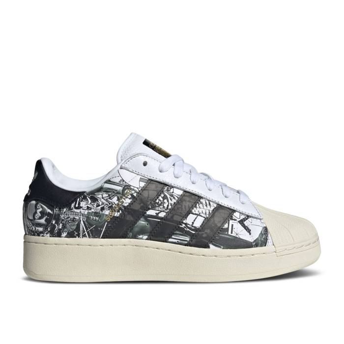 アディダス Adidas 【 Star Wars X Nanzuka X Superstar Xlg \u0027R2-D2 And C-3Po\u0027 Men Cloud White/Core Black/Gold Metallic 】 Superstar はやりっ子 メンズ 白いこと 白いこと 中核グループ 黒いこと 黒いこと ゴールド