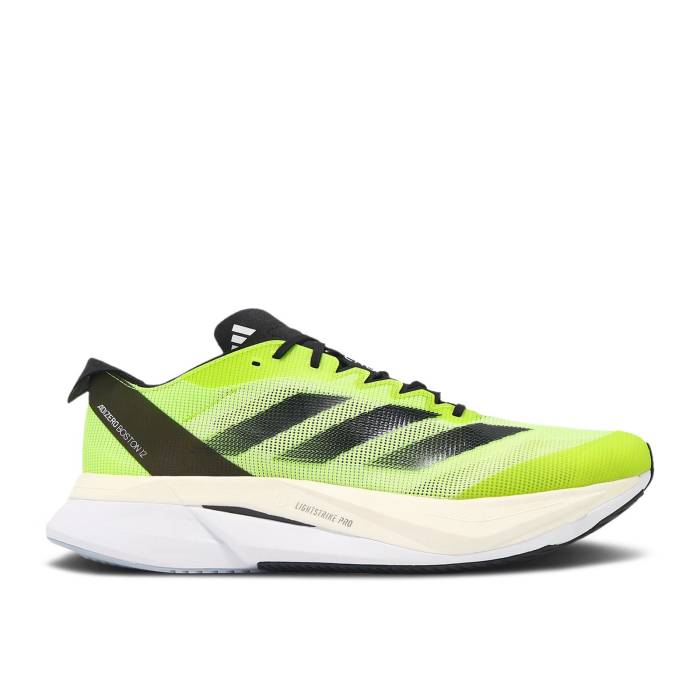 アディダス Adidas 【 Adizero Boston 12 \u0027Lucid Lemon Black\u0027 Men Cloud White/Core Black/Lucid Lemon 】 アディゼロ 豆の町 メンズ 白いこと 白いこと 中核グループ 黒いこと 黒いこと