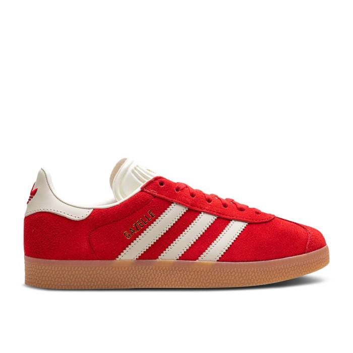 アディダス Adidas 【 Wmns Gazelle \u0027Scarlet Aluminum\u0027 Women Better Scarlet/Aluminum/Gold Metallic 】 ガゼル レディース ゴールド