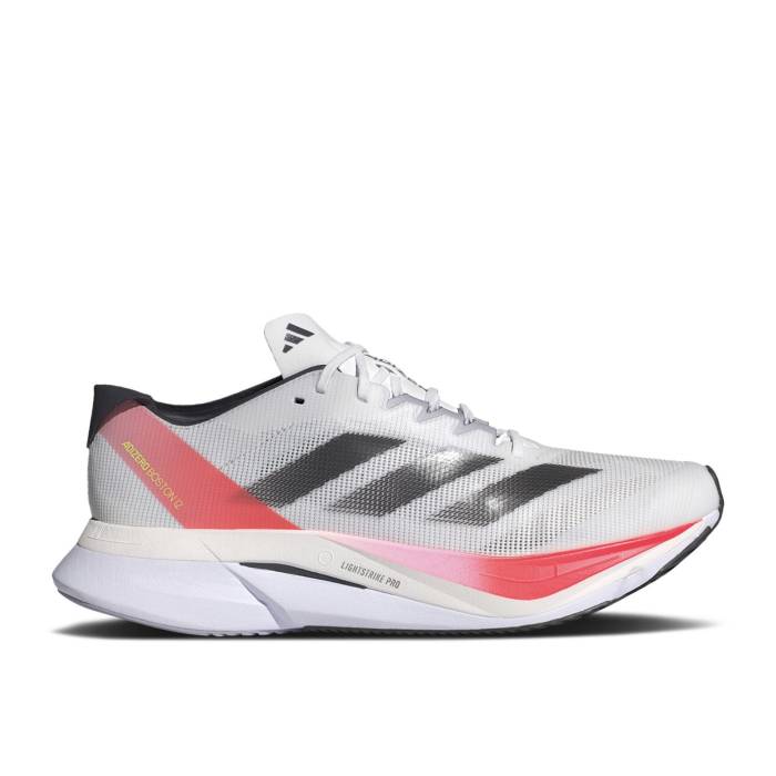 アディダス Adidas 【 Wmns Adizero Boston 12 \u0027White Aurora Solar Red\u0027 Women Cloud White/Aurora Metallic/Solar Red 】 アディゼロ 豆の町 レディース 白いこと 白いこと Red 赤・赤いこと
