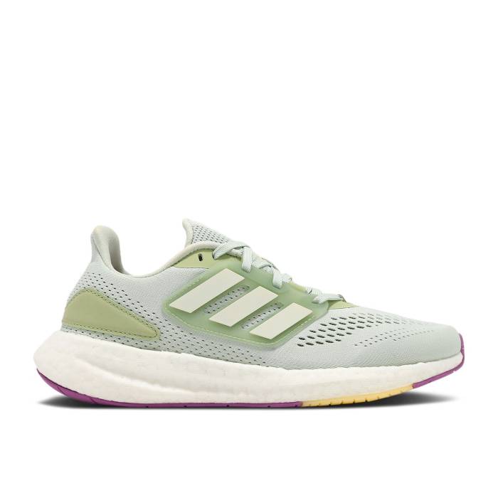 アディダス Adidas 【 Wmns Pureboost 22 'Linen Green' Women Linen Green/Cloud White/Magic Lime 】 レディース green 緑・グリーン 白色 ホワイト マジック ライム｜スニケス