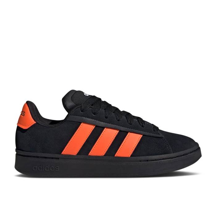 アディダス Adidas 【 Grand Court Alpha \u0027Black Impact Orange\u0027 Men Core Black/Impact Orange/Cloud White 】 地びた 厚地の外套 アルファ 差しひびき メンズ 中核グループ 黒いこと 黒いこと 差しひびき orange 橙・オレンジ色 白いこと ホ スニーカー-メンズ靴-靴