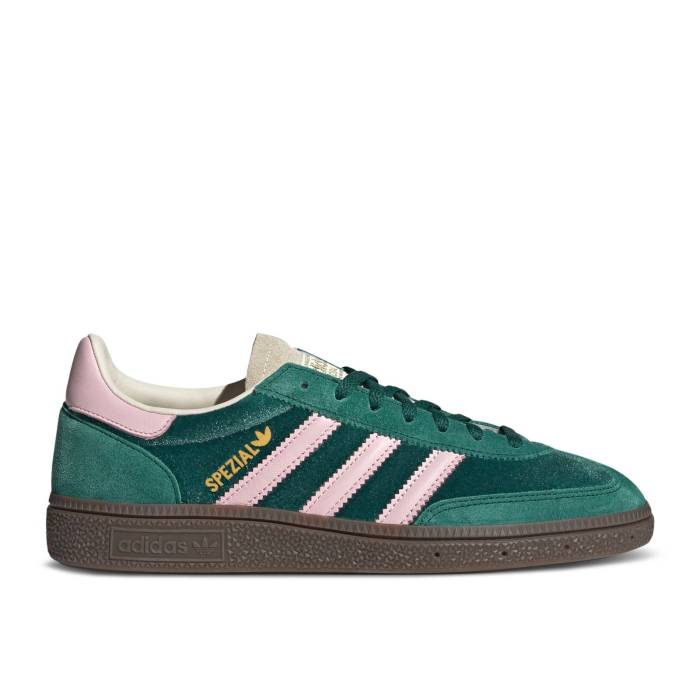 アディダス Adidas 【 Wmns Handball Spezial \u0027Collegiate Green Pink Velvet\u0027 Women Collegiate Green/Clear Pink/Cream White 】 ハンドボール スペシアル green 緑・緑であること pink サクラ色 レディース green 緑・緑であること pink ピ