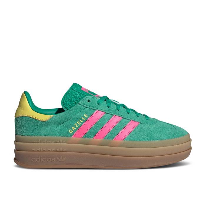 アディダス Adidas 【 Wmns Gazelle Bold \u0027Court Green Lucid Pink\u0027 Women Court Green/Lucid Pink/Pure Sulfur 】 ガゼル green 緑・緑であること レディース 厚地の外套 green 緑・緑であること pink サクラ色 純然たる