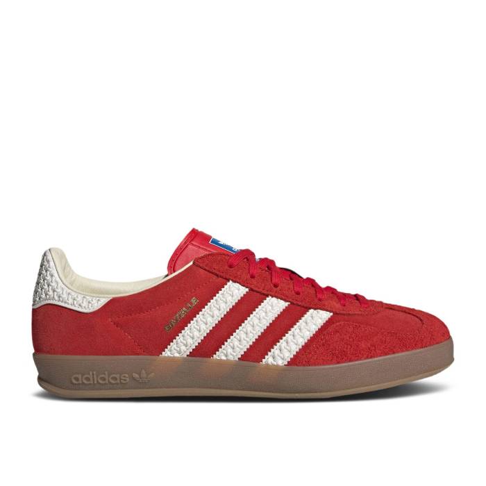 アディダス Adidas 【 Wmns Gazelle Indoor \u0027Scarlet Gum\u0027 Women Better Scarlet/Off White/Gold Metallic 】 ガゼル レディース 白いこと 白いこと ゴールド